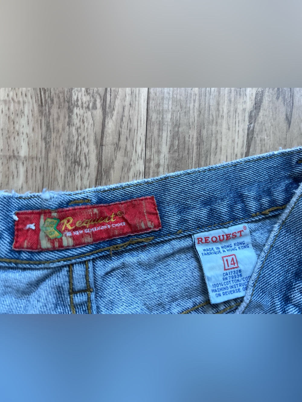 Vintage 90’s Request First fit Issue Light Blue Denim tapered Jeans retro - Picture 3 of 10